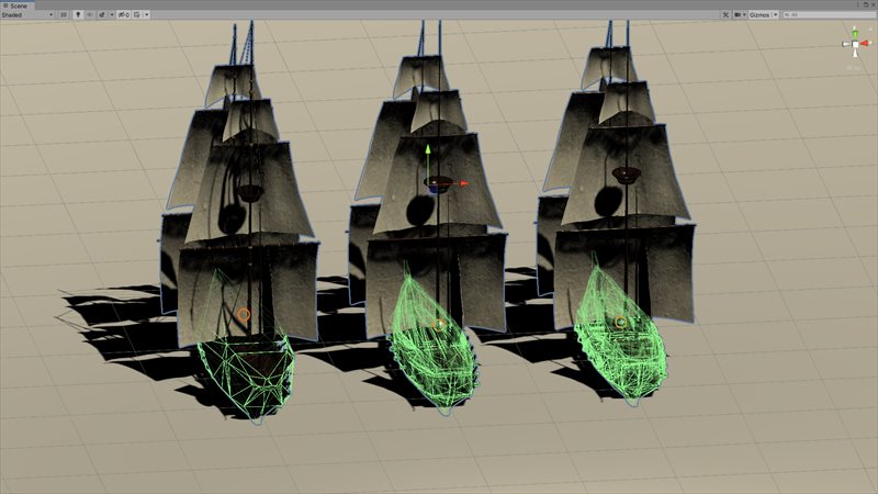 Concave Colliderを使ってBrig Sloop Sailing Shipに当たり判定を設定