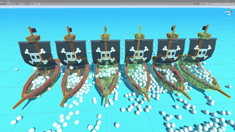 Pirate Ships Pack MTSの帆船にConcave Colliderを使用し2て当たり判定を設定