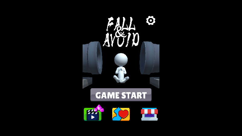 自作ゲーム『Fall and Avoid』のタイトルシーン